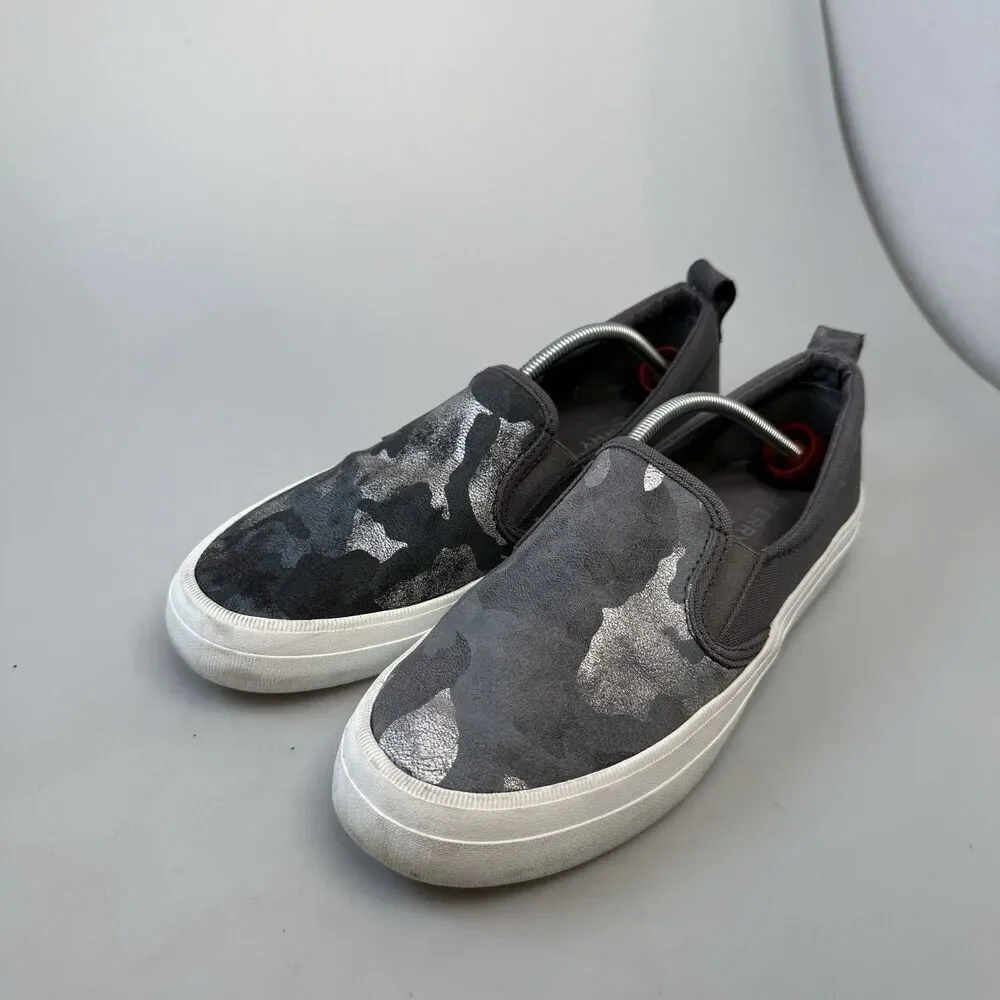 Sperry Crest Twin Gore Womens 9M Silver Blue Metallic Camo Sneakers EUC